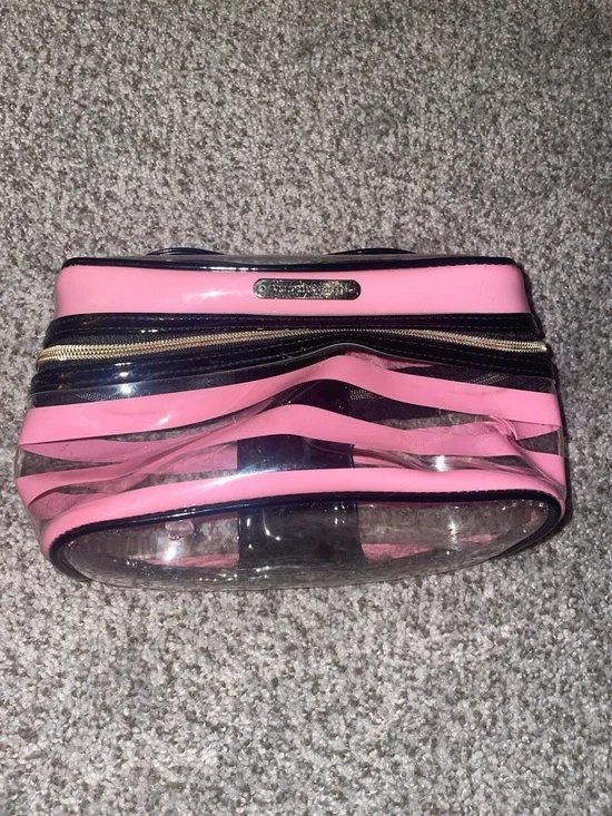 Victoria's Secret Pink and Black Clear Striped Cosmetic Pouch - Picture 2 of 4